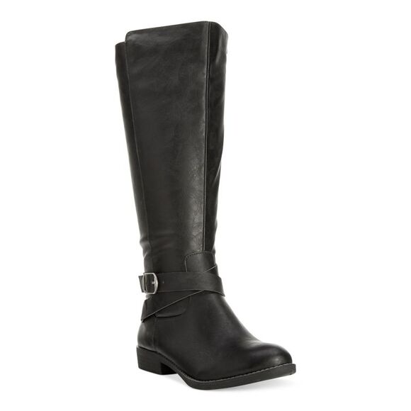 STYLE & COMPANY Womens Beige Buckle Accent Almond Toe Stacked Heel Zip-Up Boots Shoes M